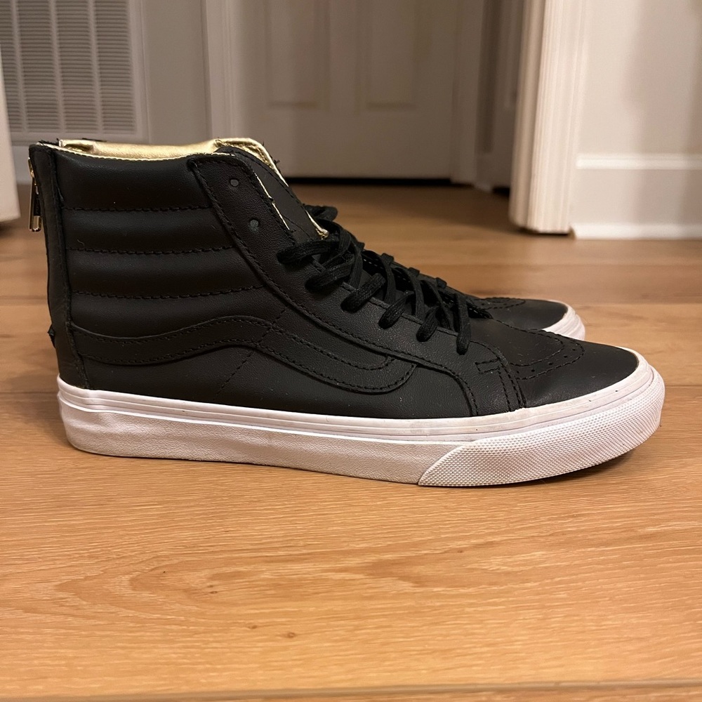 Black Leather High Top Vans